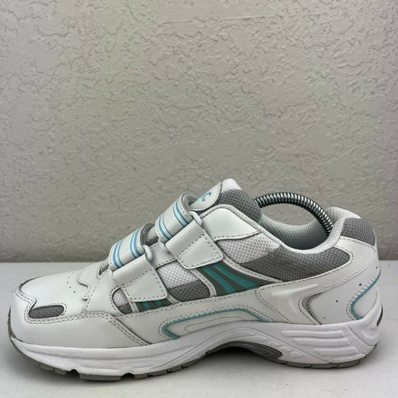 Vionic Tabi Leather Womens Hook & Loop White Blue Walking Sneakers Size 7.5 Wide - Picture 5 of 10